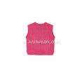 Gebreid met fleece gevoerd vest voor meisjes met knopen